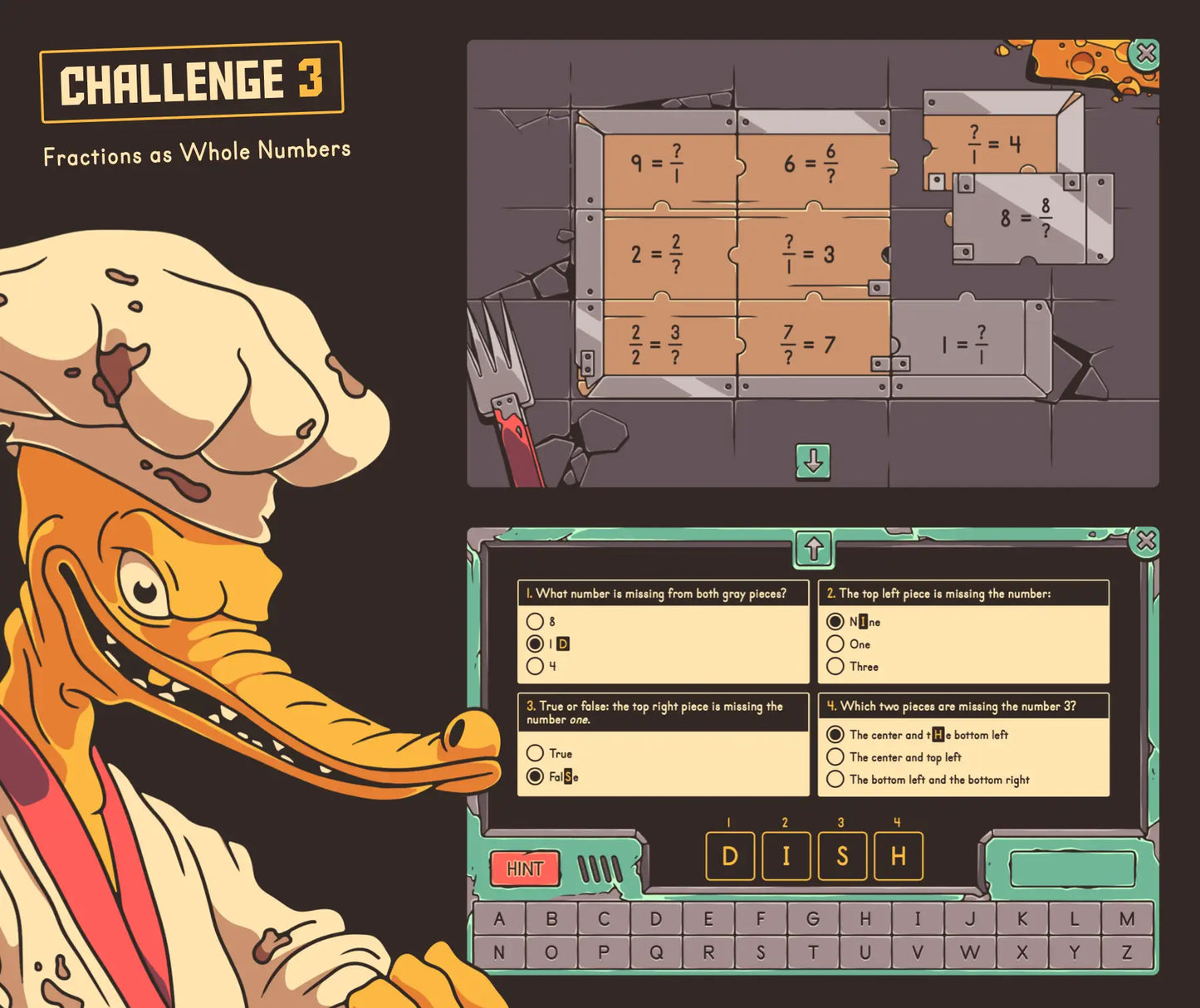 Online fractions as whole numbers year-end review activity before summer break.