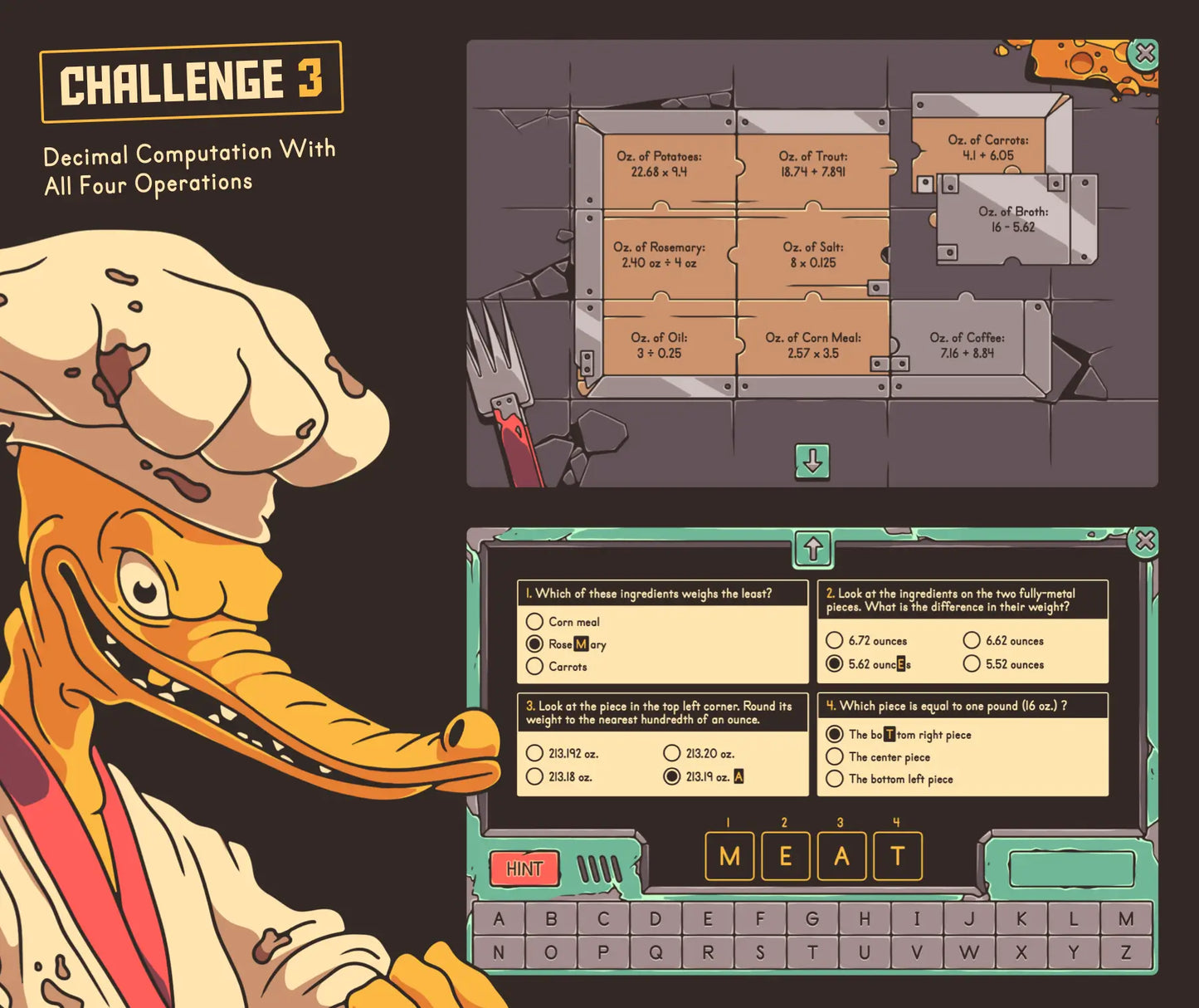 5th grade online decimal computation with all four operations activity for test prep and summer break.
