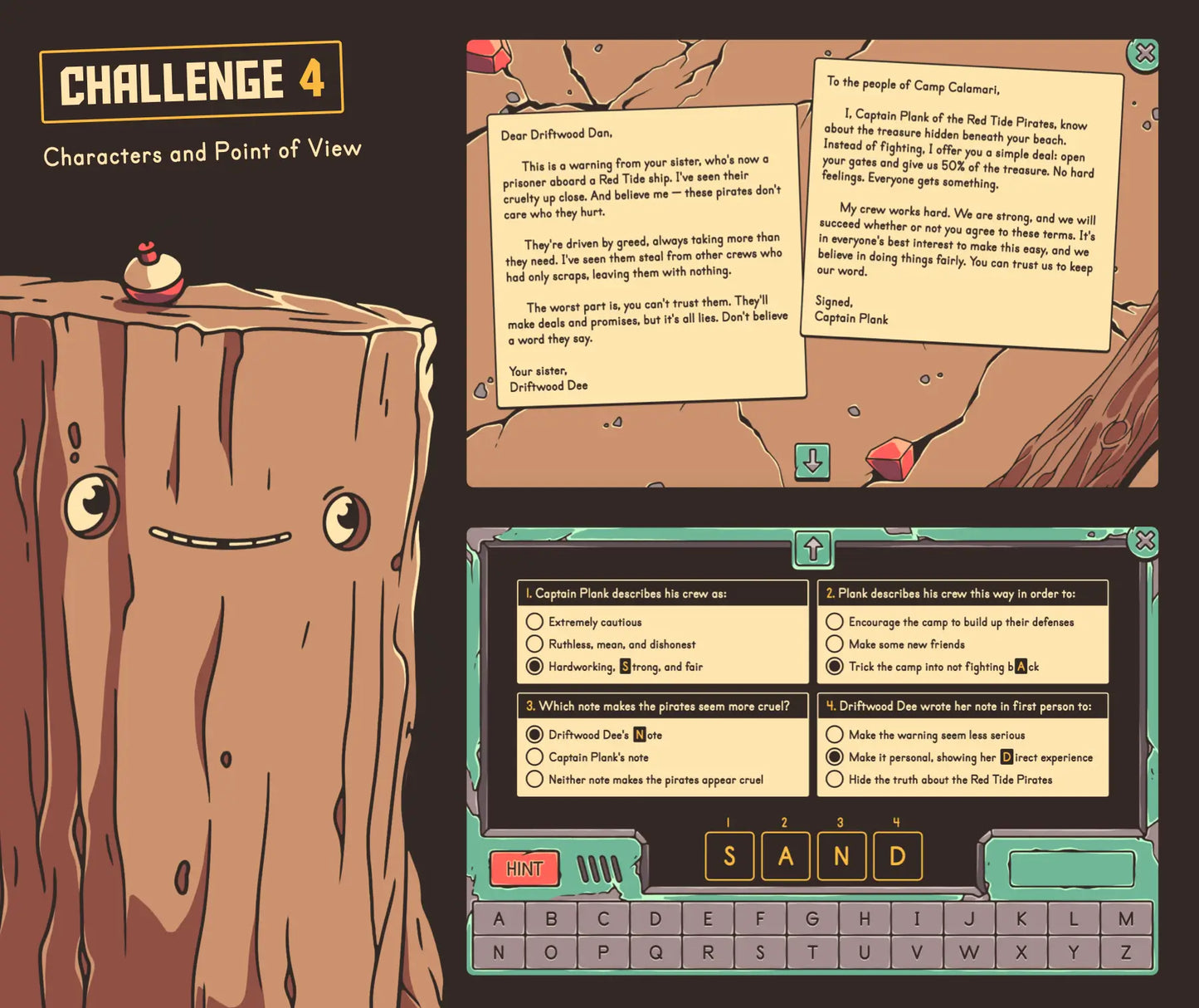Online summer characters and point of view breakout game for fourth and fifth grade reading review.