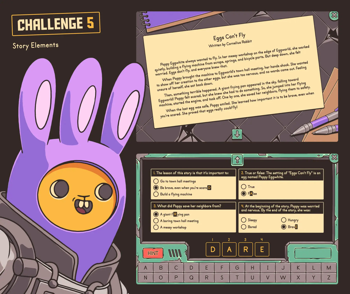 Digital Easter story elements escape room activity, designed for third grade reading review.