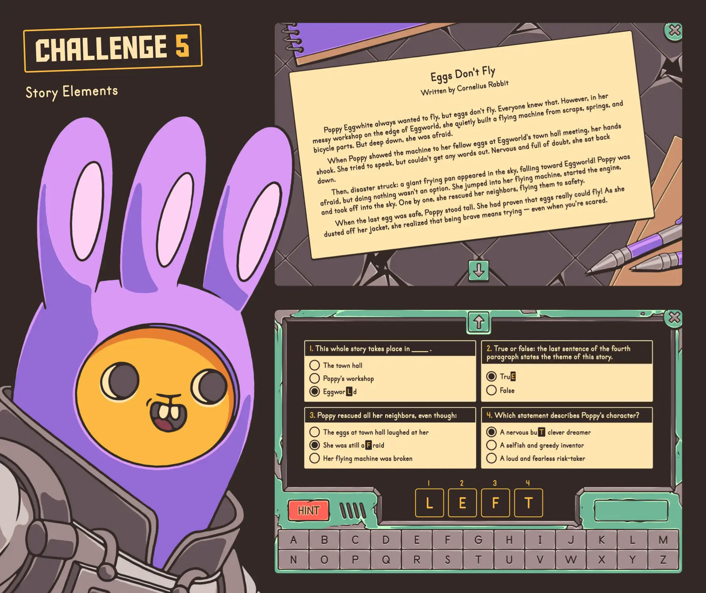 Digital Easter story elements escape room activity, designed for fourth grade reading review.