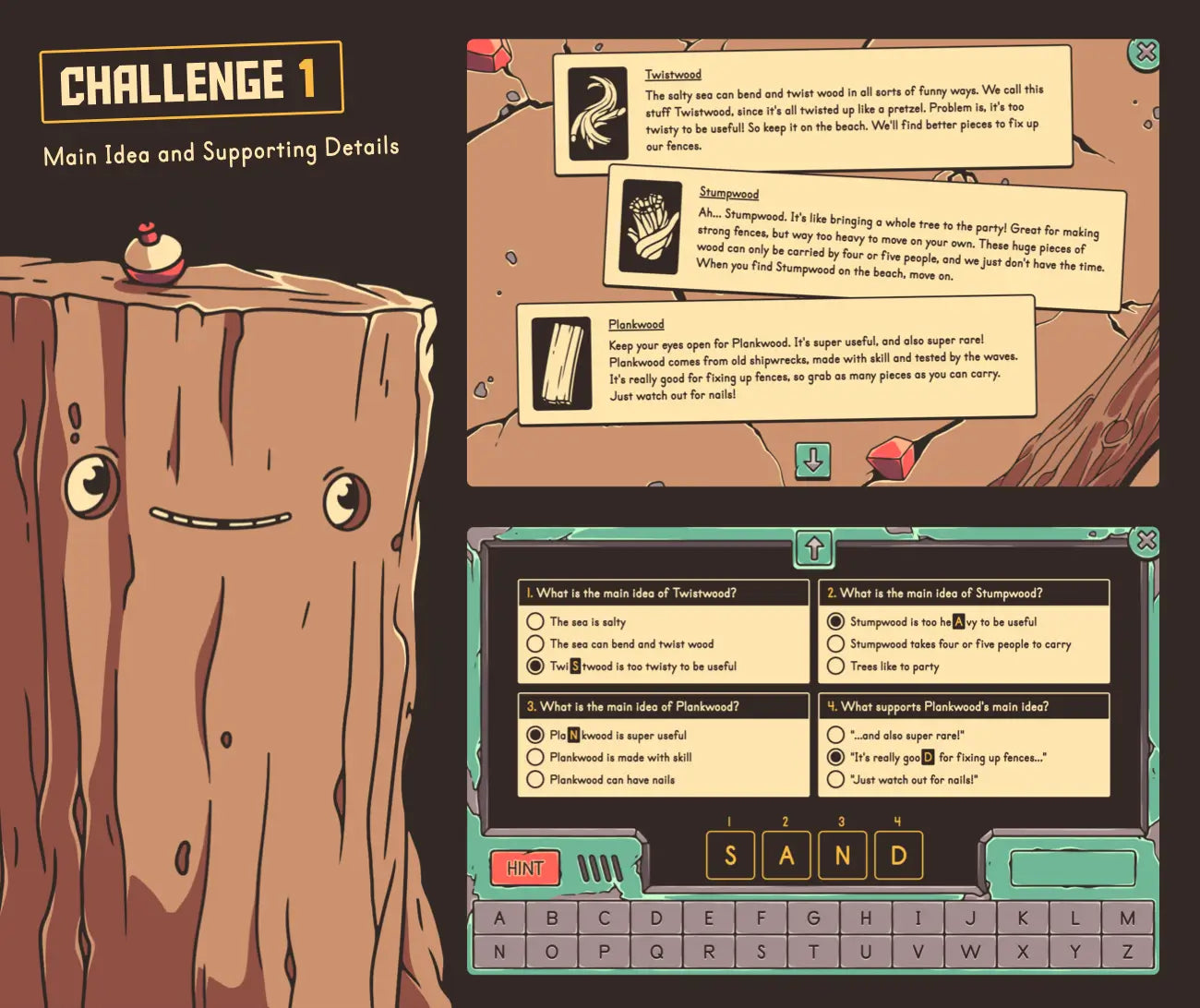 Digital 3rd grade main idea and supporting details escape room with a summer break theme.