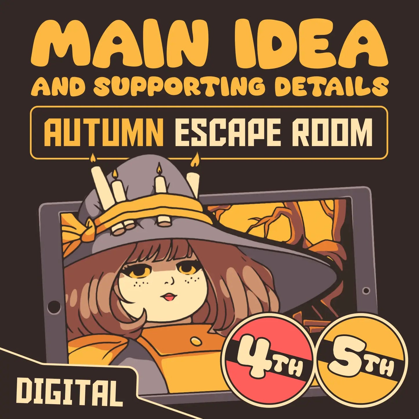 Cover image for "Puzzle Punks: The Hasty Harvest" — a digital 4th & 5th grade fall main idea and supporting details escape room.