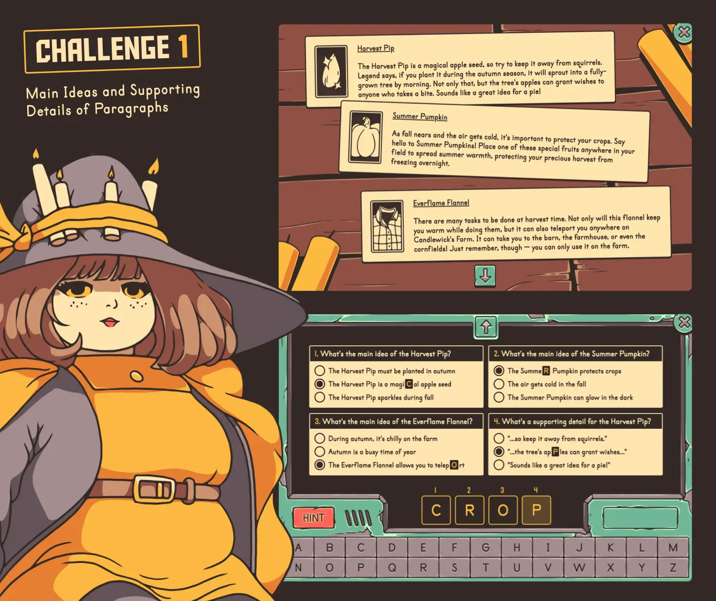 Digital autumn main ideas and supporting details of paragraphs activity.