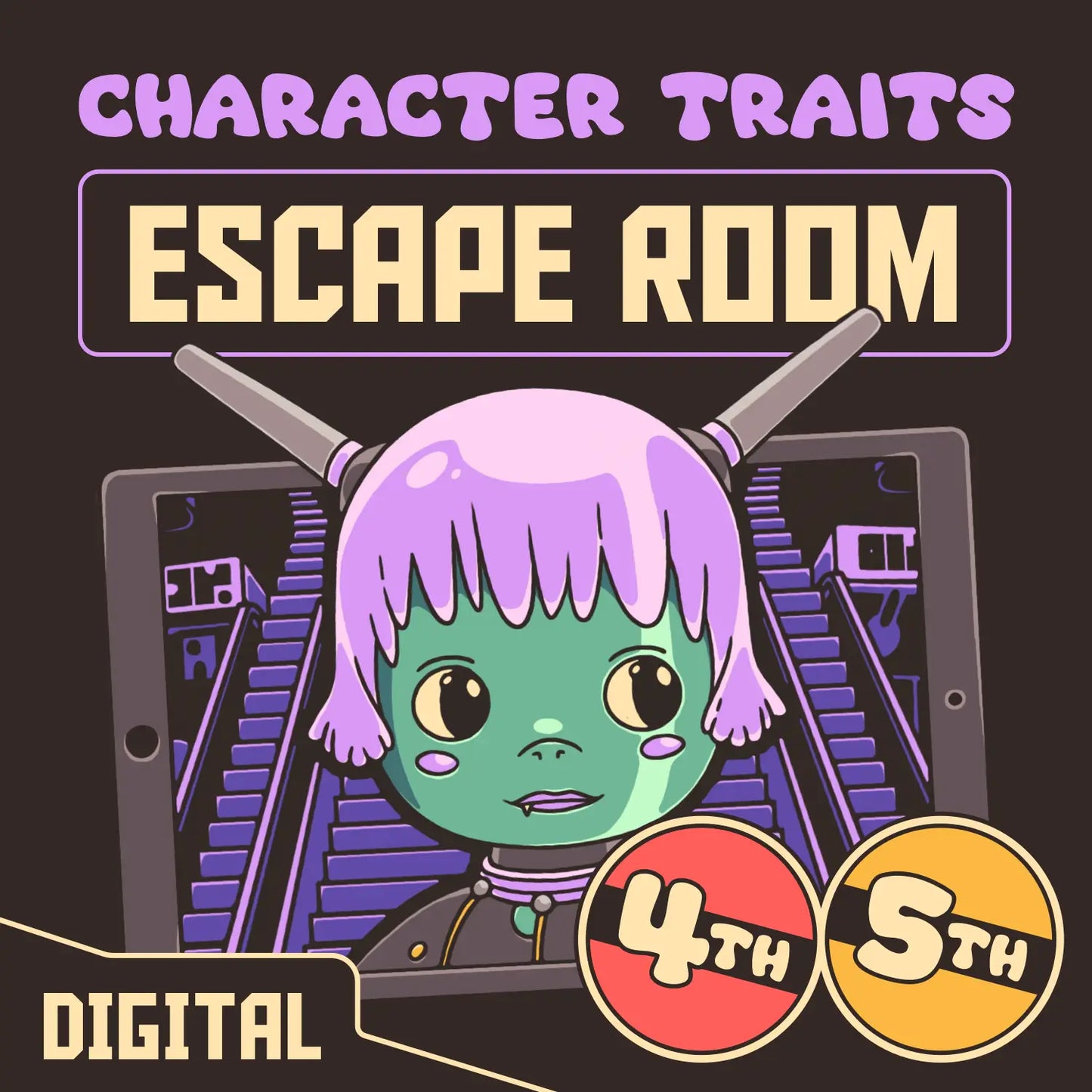 Puzzle Punks digital character traits escape room for 4th and 5th grade reading review.