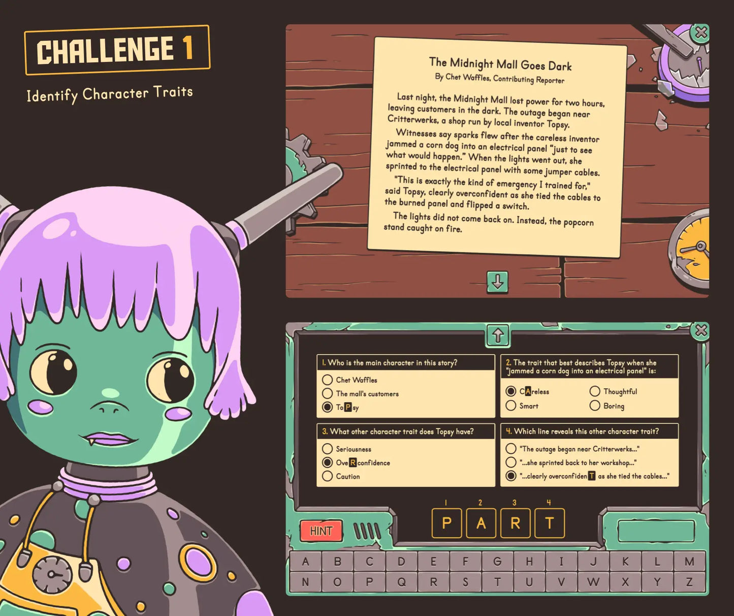 Online reading escape room activity covering the topic of identifying character traits.