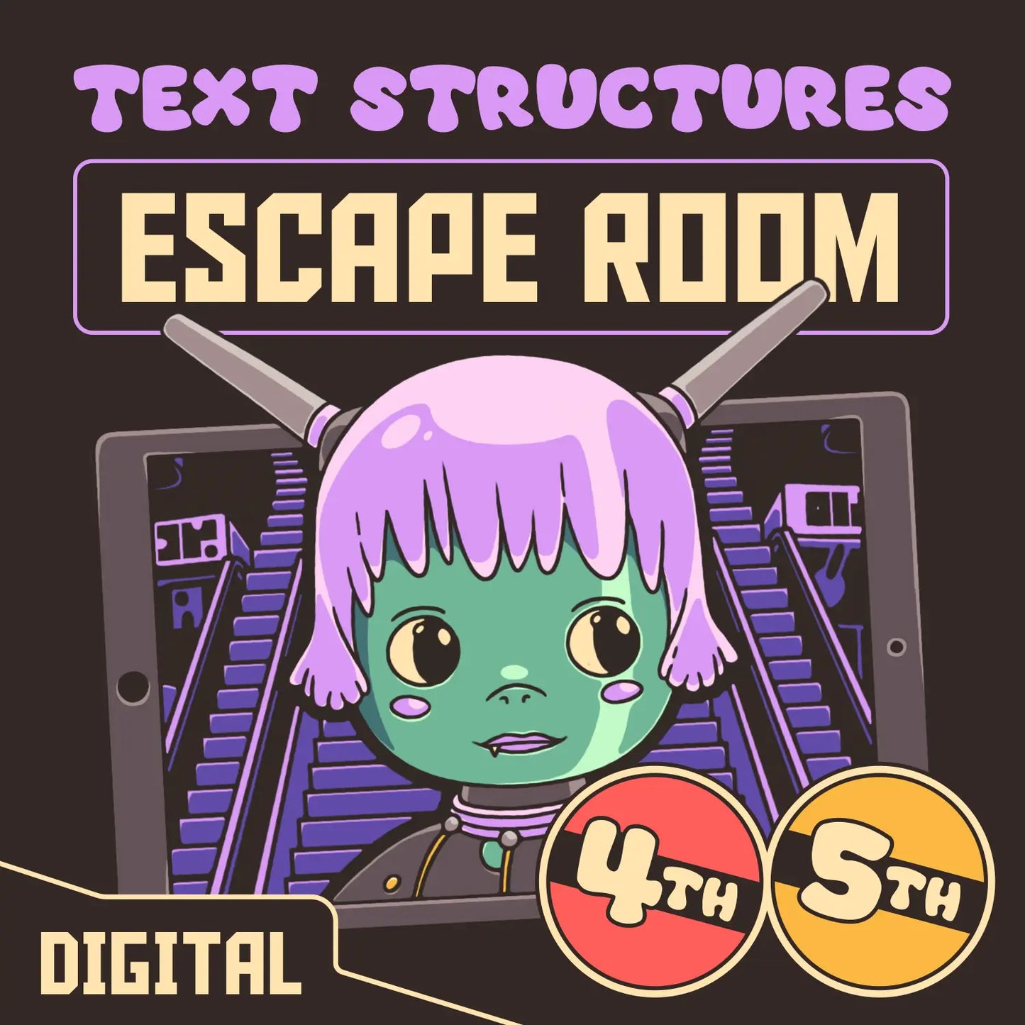 Puzzle Punks digital text structures escape room for 4th and 5th grade reading review.