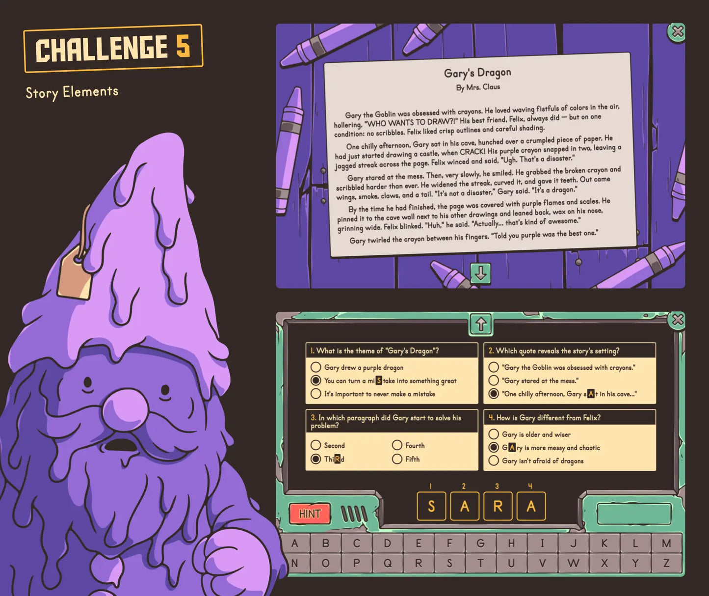 Digital 5th grade Christmas story elements activity with a short story and online review quiz.