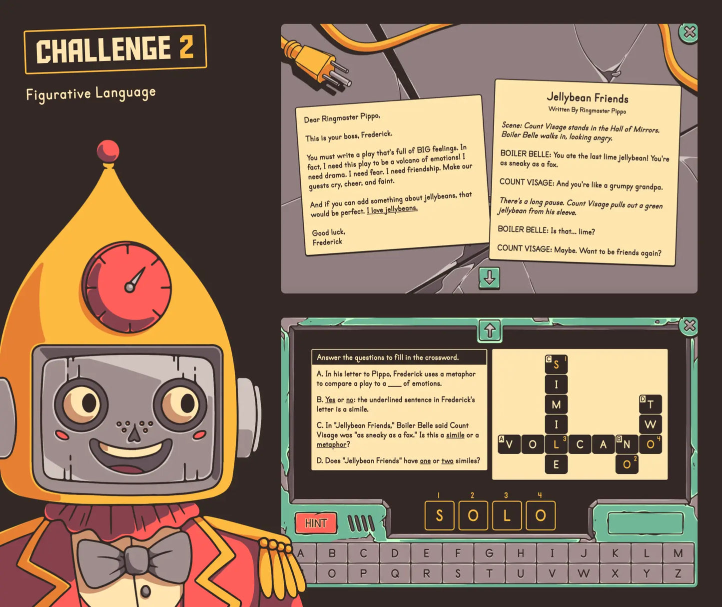 Online Halloween figurative language activity with a pair of small drama plays and a crossword puzzle.