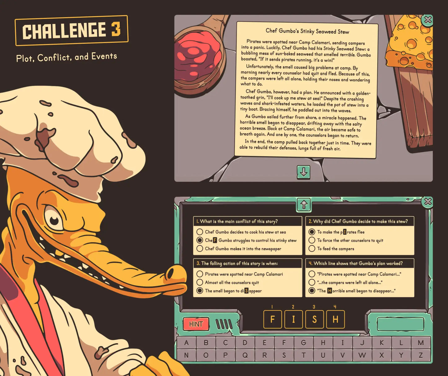 Digital plot, conflict, and events summer escape room activity for 4th and 5th grade reading comprehension test prep.