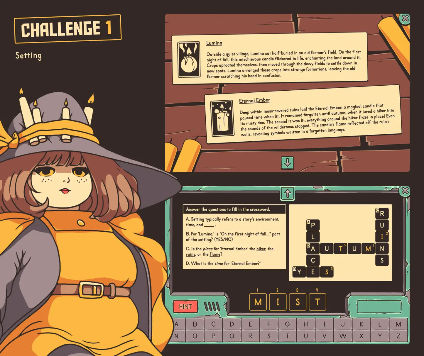 Digital autumn setting activity with reading comprehension passages.