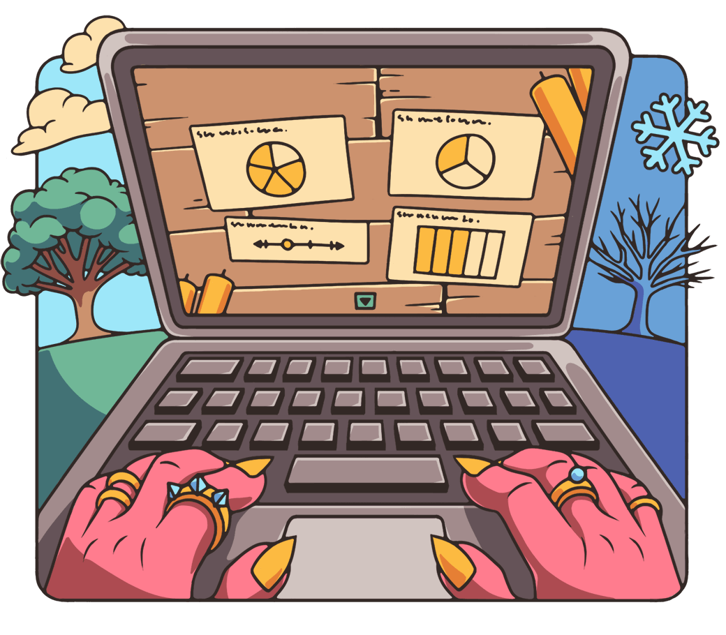 an open laptop displaying an online math game displaying fractions