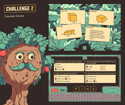 Virtual calculating volume activity with an autumn theme.