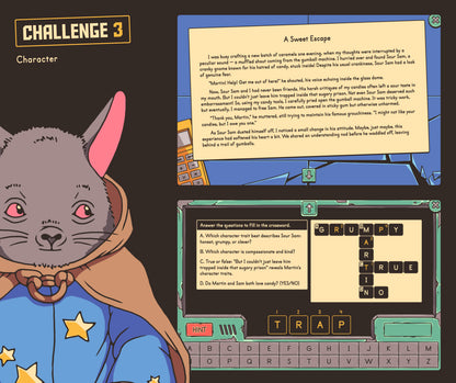 Virtual character traits activity with a crossword puzzle.