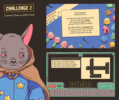 Online context clues as definitions game with poetry and a crossword puzzle.