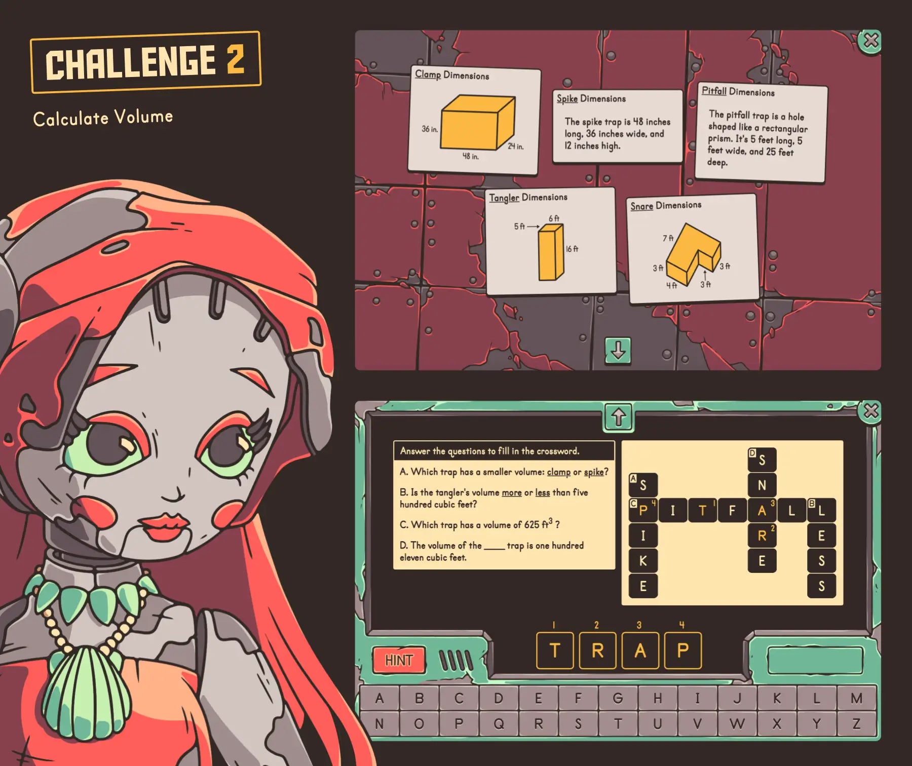 Online calculating volume game with a summer theme and a crossword puzzle section.