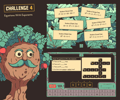 Online autumn order of operations activity covering equations with exponents.