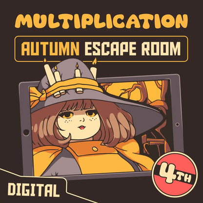 Digital fall escape room covering 4th grade multiplication standards, with the title "Puzzle Punks: The Hasty Harvest."