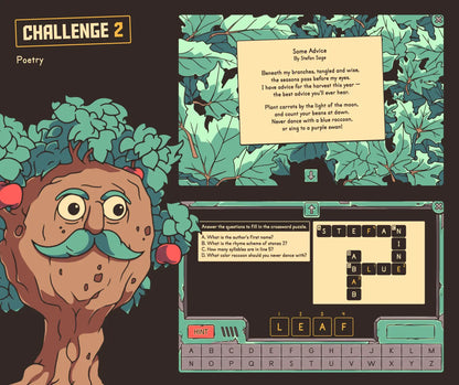 Online poetry game with a fall-themed poem and crossword puzzle to solve.