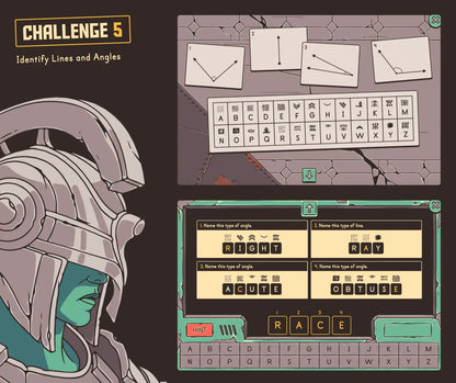 Digital identifying lines and angles activity with a cryptogram answer section.