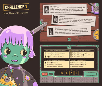 Digital main ideas of paragraphs activity with a multiple-choice section.