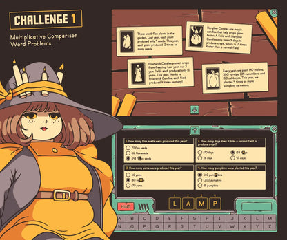 Virtual multiplicative comparison word problems digital activity with an autumn theme.