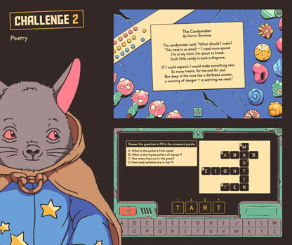 Digital poetry activity with a crossword puzzle section.