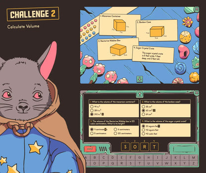 Digital calculating volume activity with a multiple-choice section.