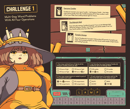 Digital fall-themed multi-step word problems with all four operations activity.