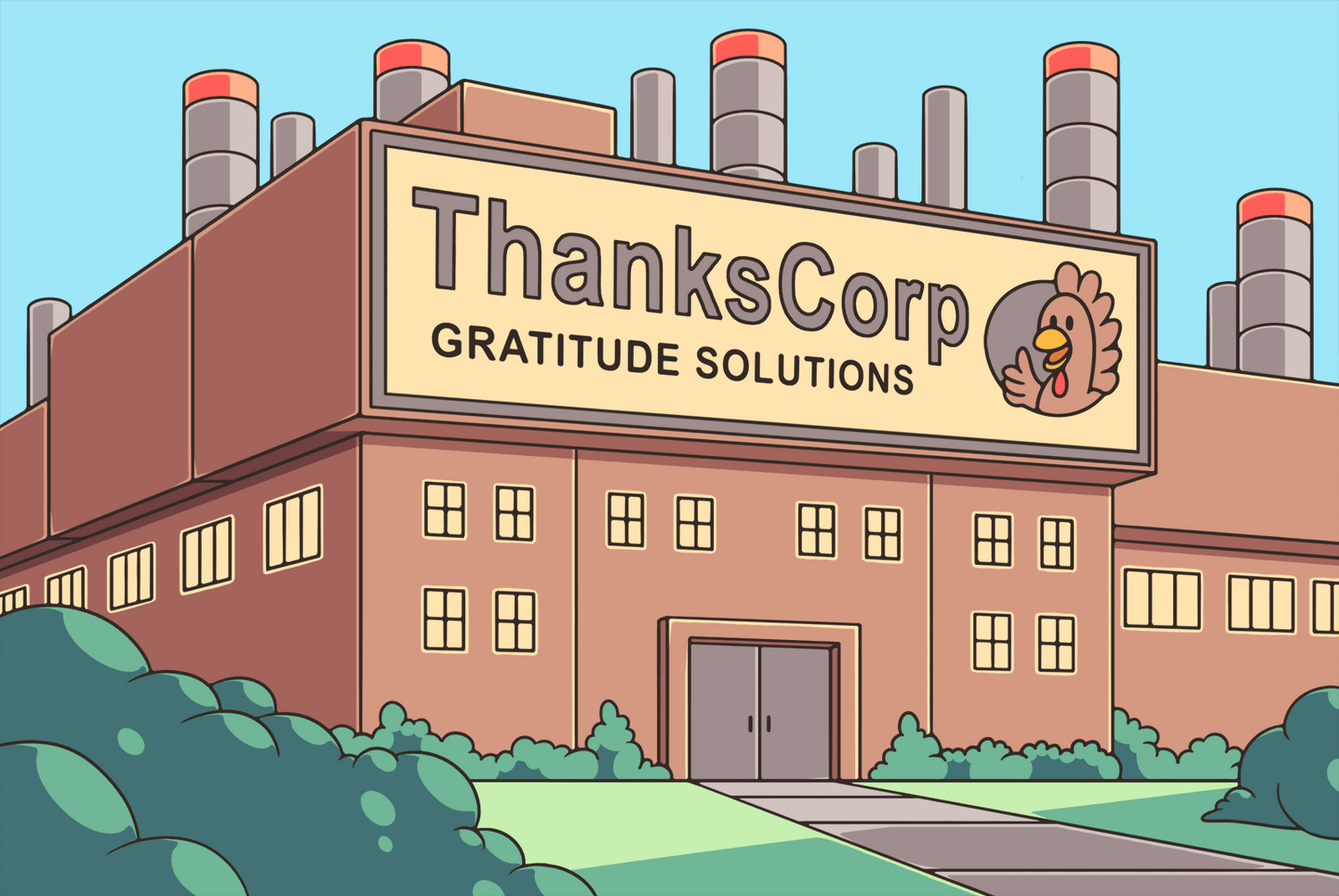 ThanksCorp Gratitude Solutions, the setting of Puzzle Punks' virtual Thanksgiving reading escape rooms.