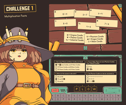 Digital fall multiplication facts activity with a multiple-choice section.