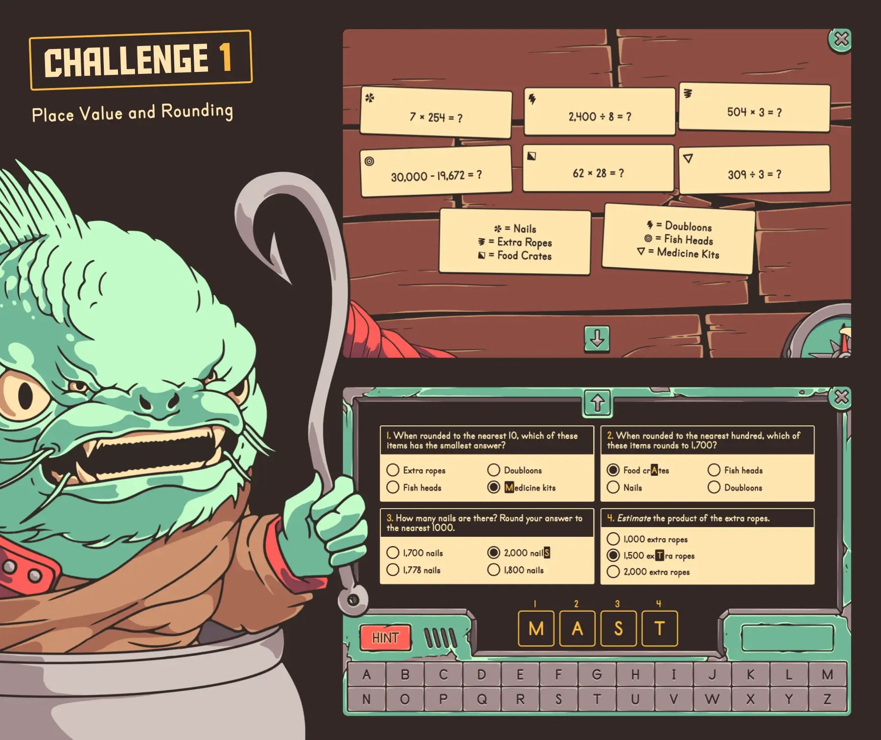 Digital summer place value and rounding escape room activity for fourth grade.