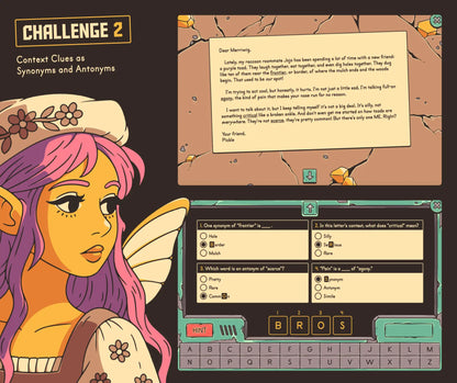 Online context clues as synonyms and antonyms activity for 4th and 5th grade reading review.