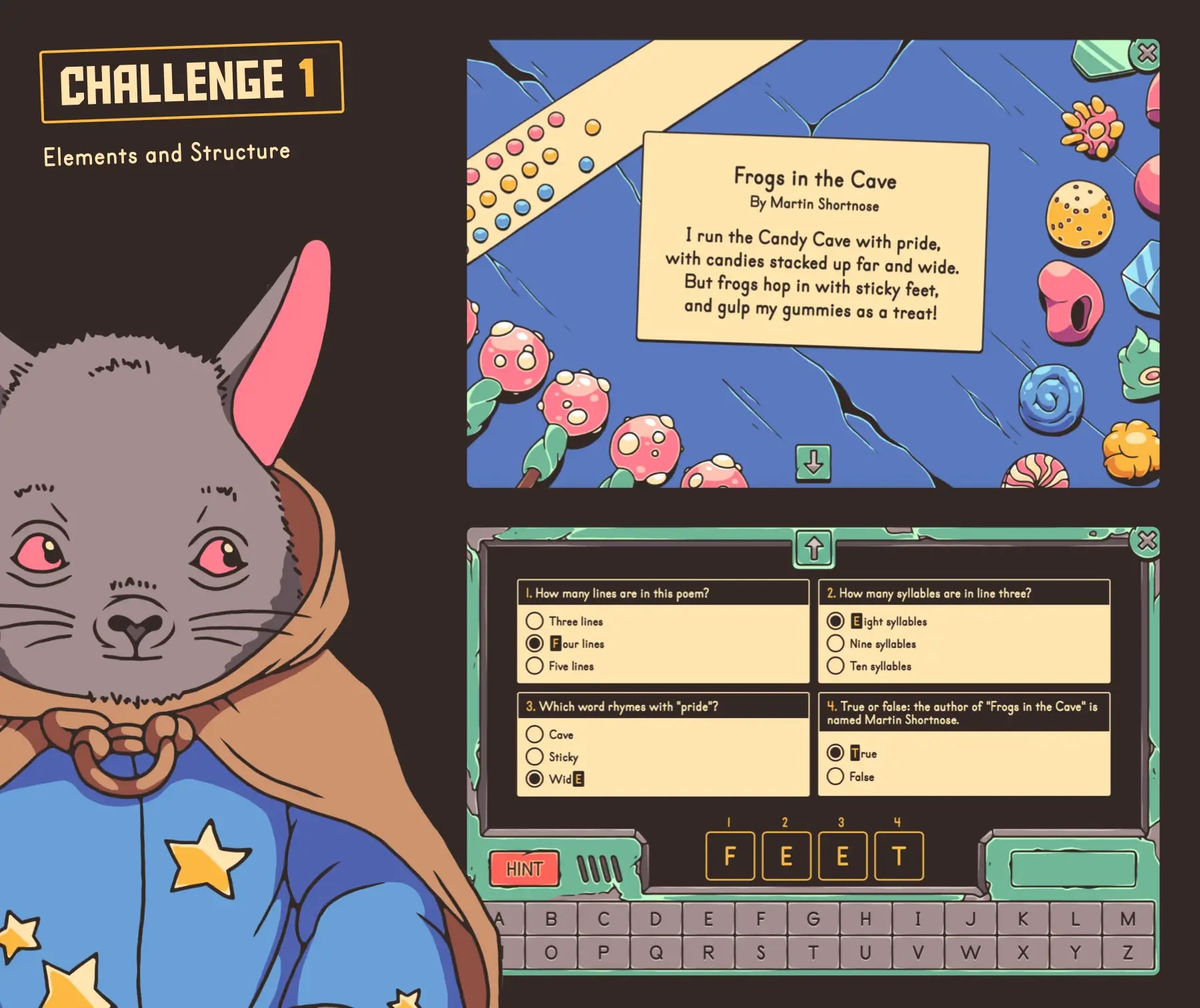 Digital poetry activity for 2nd and 3rd grade, focused on poetic elements and structure.