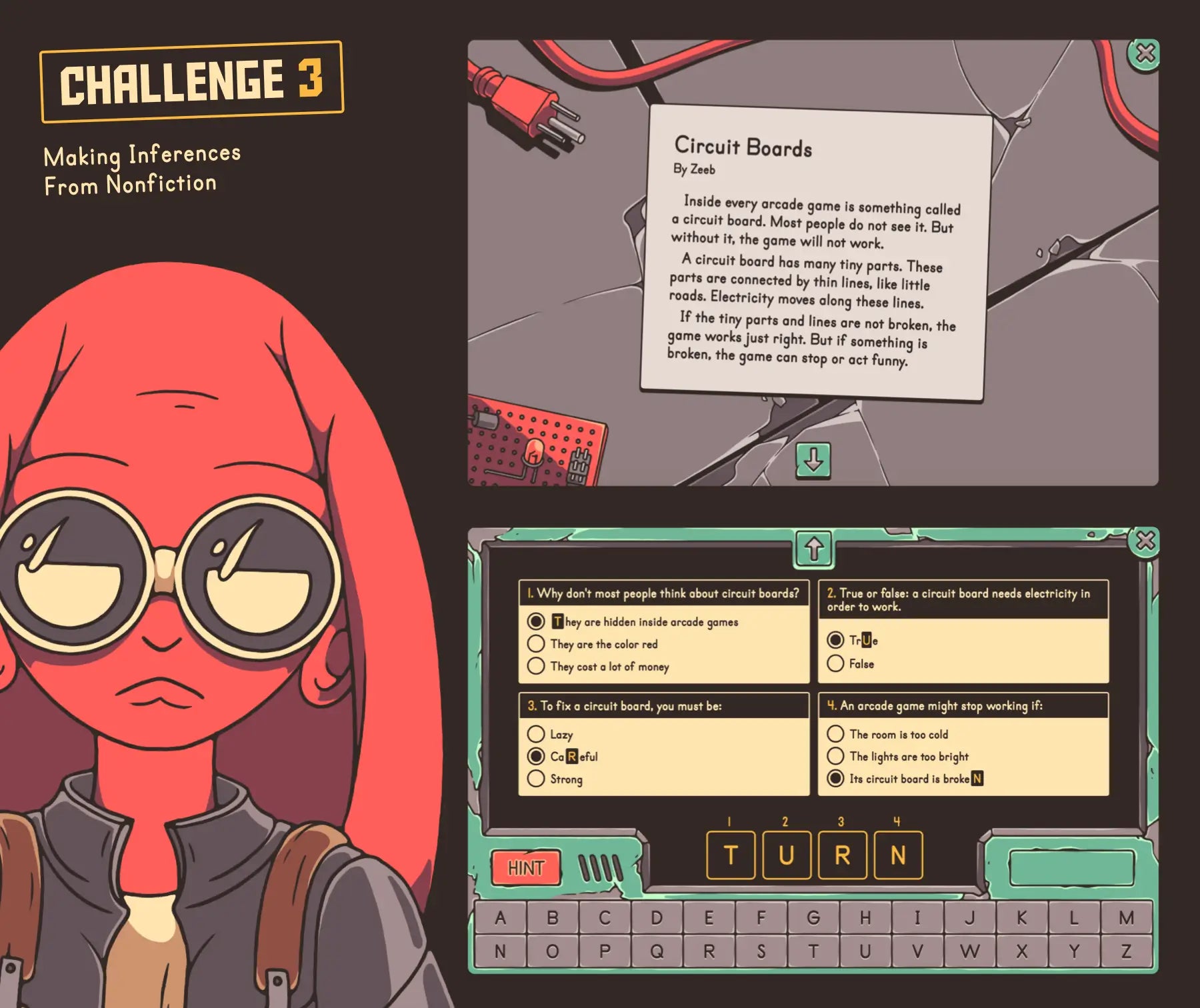 Digital ELA escape room focused on making inferences from nonfiction for second and third grade, with a crossword.