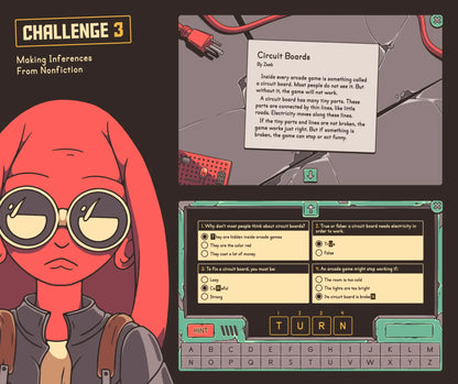 Digital ELA escape room focused on making inferences from nonfiction for second and third grade, with a crossword.