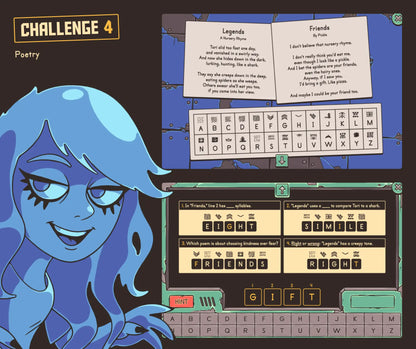 Online poetry review activity for 4th graders, with 2 poems and a secret cryptogram code.