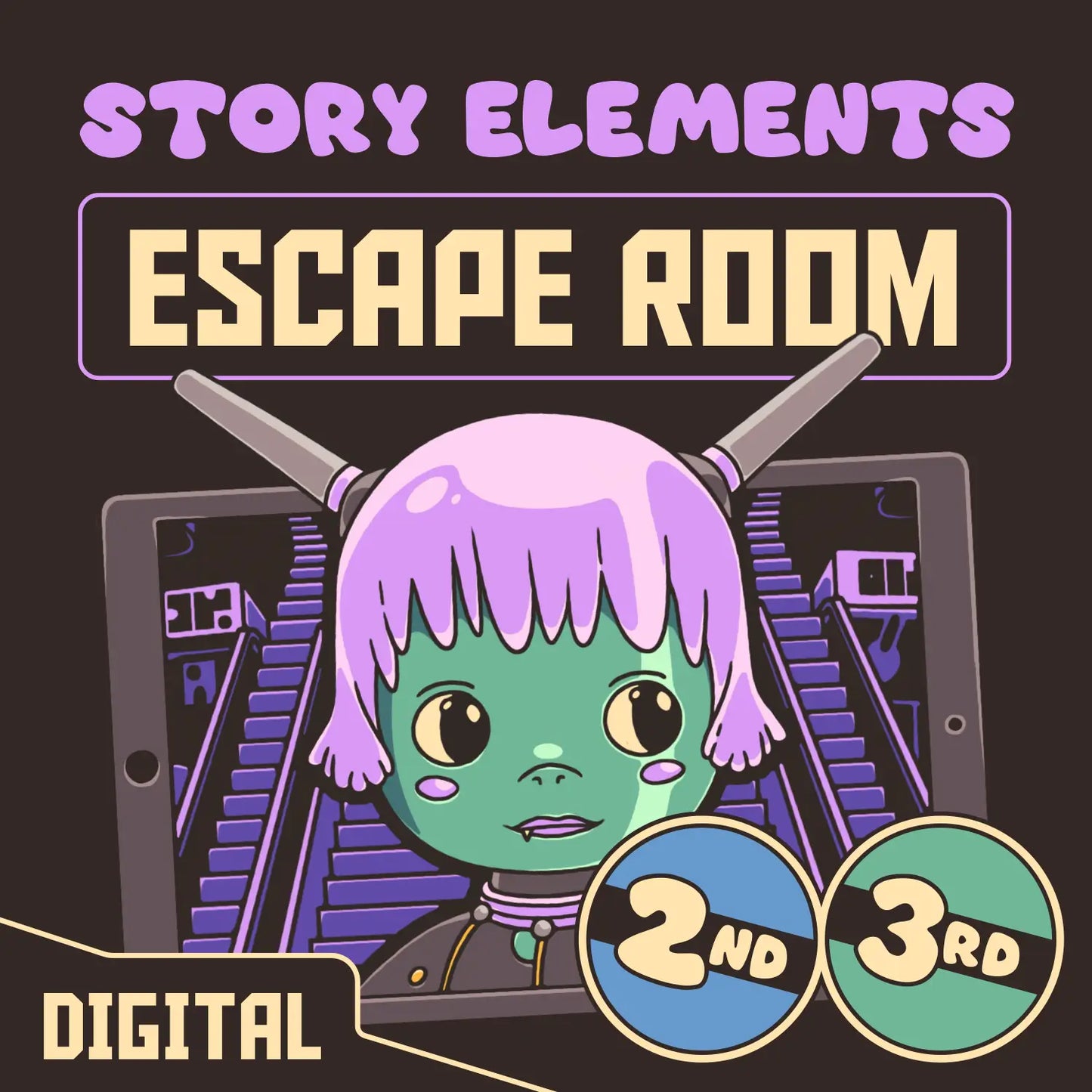 Digital story elements escape room for 2nd and 3rd grade classrooms.