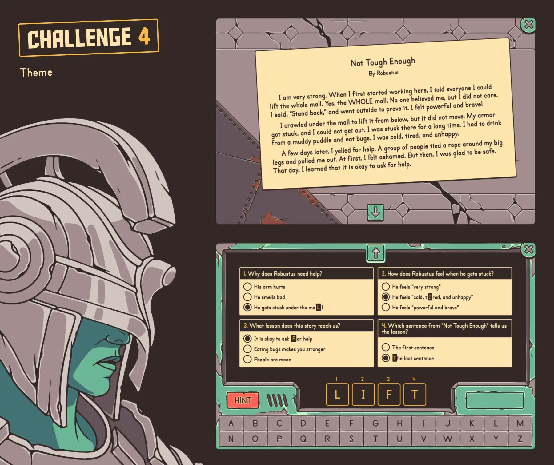 Online 2nd & 3rd grade theme, lesson, or moral reading review activity.