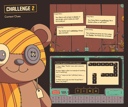 Digital Christmas context clues game with 3rd grade reading passages and a crossword puzzle.