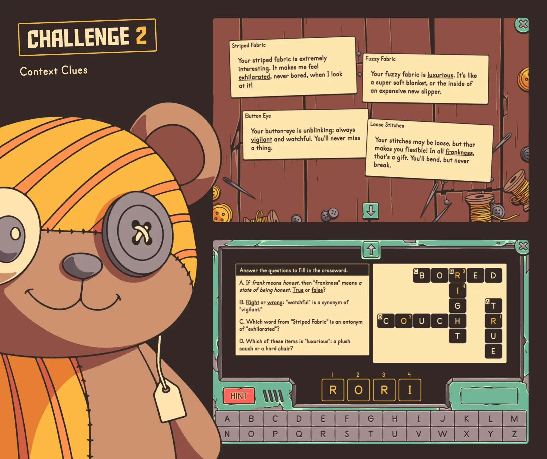 Digital Christmas context clues game with 4th grade reading passages and a crossword puzzle.