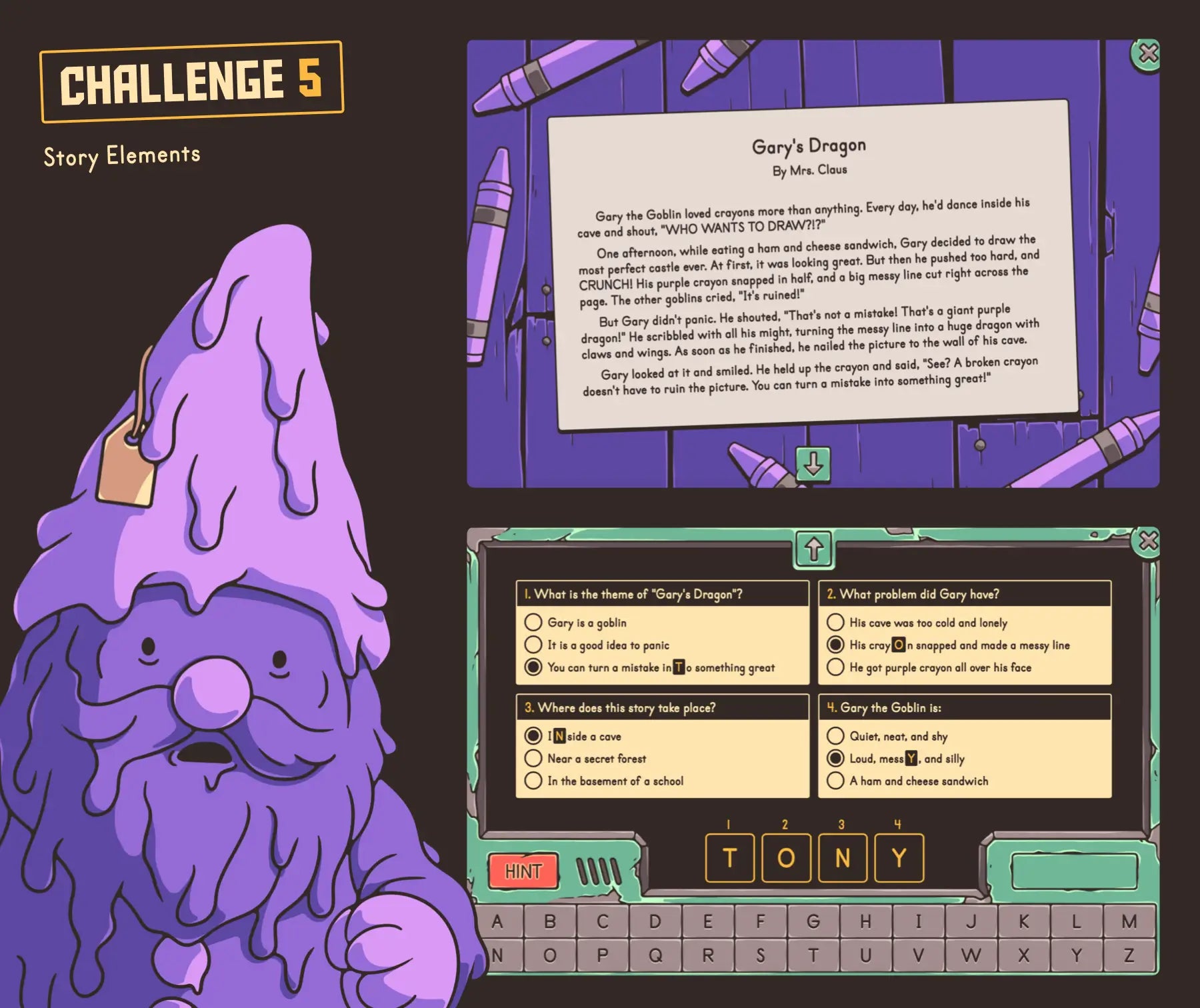 Digital 3rd grade Christmas story elements activity with a short story and online review quiz.