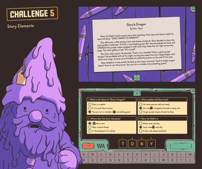 Digital 3rd grade Christmas story elements activity with a short story and online review quiz.