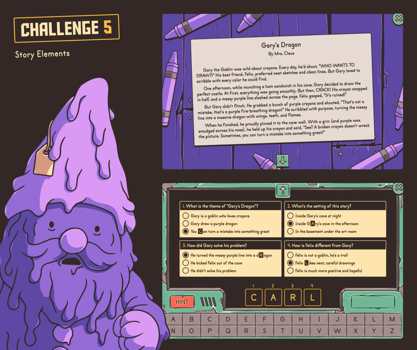 Digital 4th grade Christmas story elements activity with a short story and online review quiz.