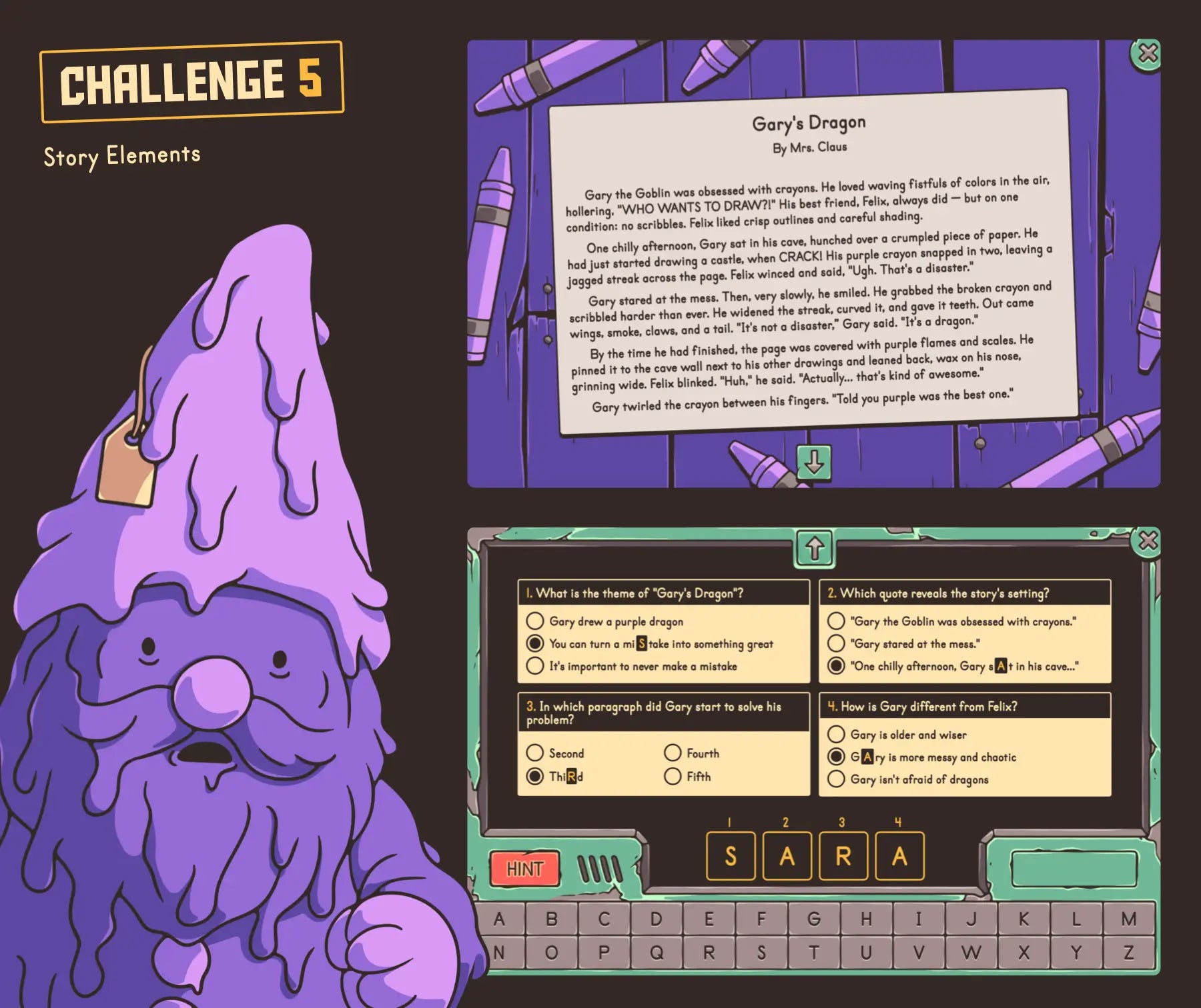 Digital 5th grade Christmas story elements activity with a short story and online review quiz.