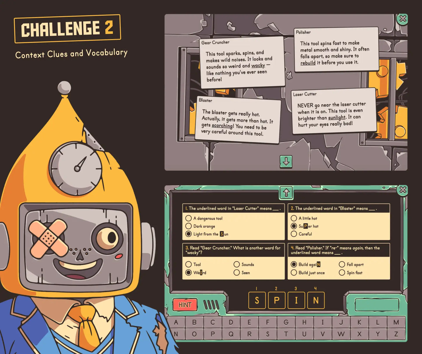 Virtual year-end context clues and vocabulary activity for third grade classrooms.