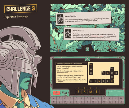 Online "escape the school" reading comprehension game covering 3rd grade figurative language.