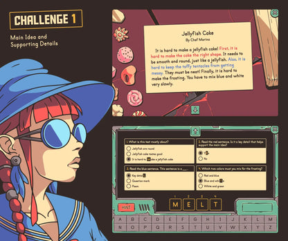 Online 2nd grade end-of-year main idea and supporting details escape room challenge.