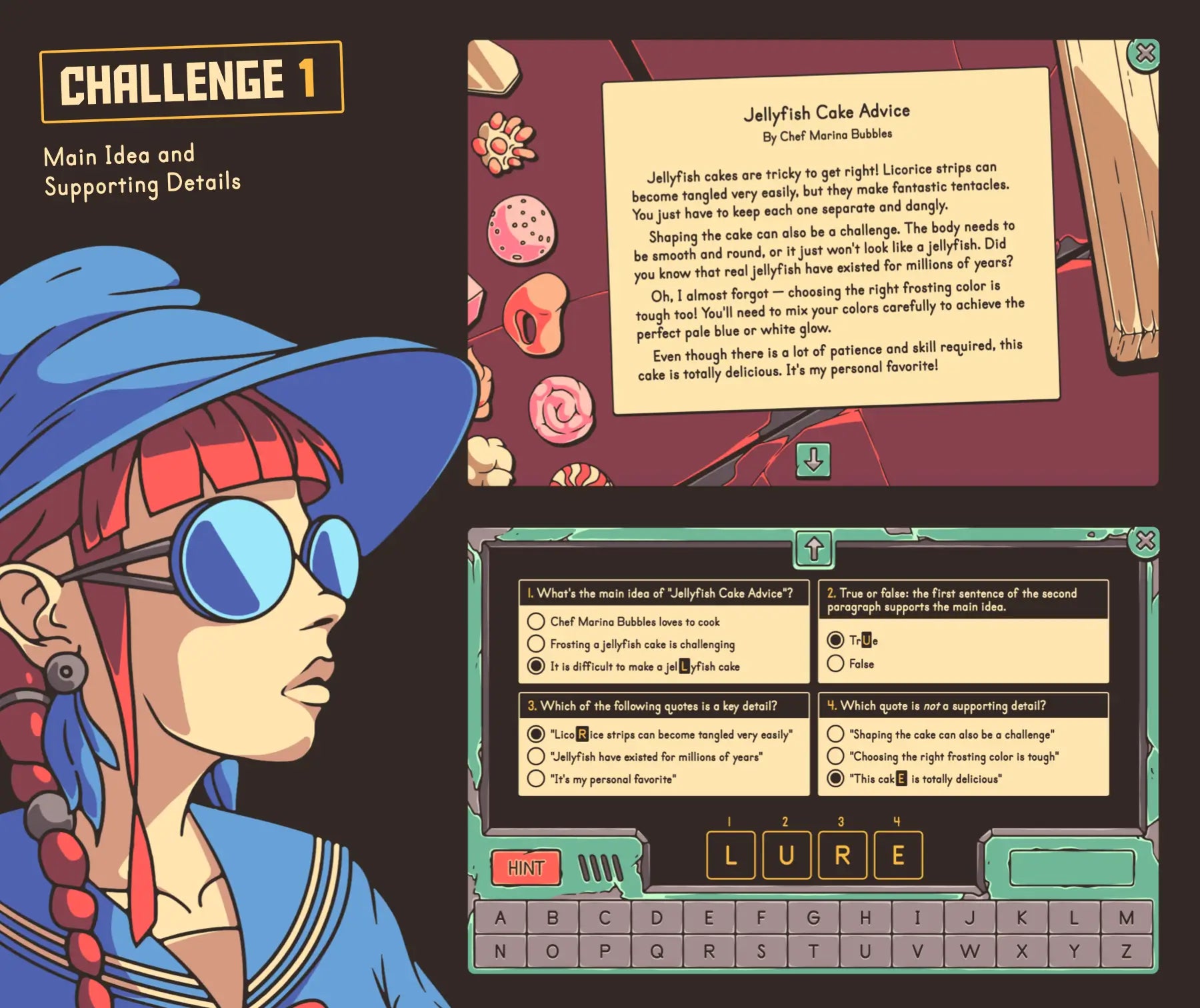 Online 5th grade end-of-year main idea and supporting details escape room challenge.