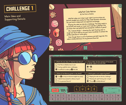 Online 5th grade end-of-year main idea and supporting details escape room challenge.